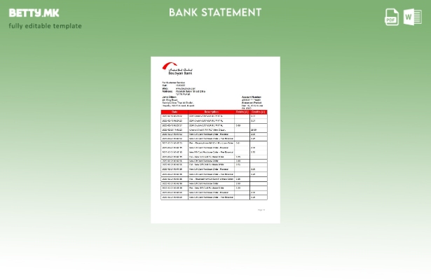 модерен стил Кувајт Boubyan банка шаблон за доказ за изјава за адреса